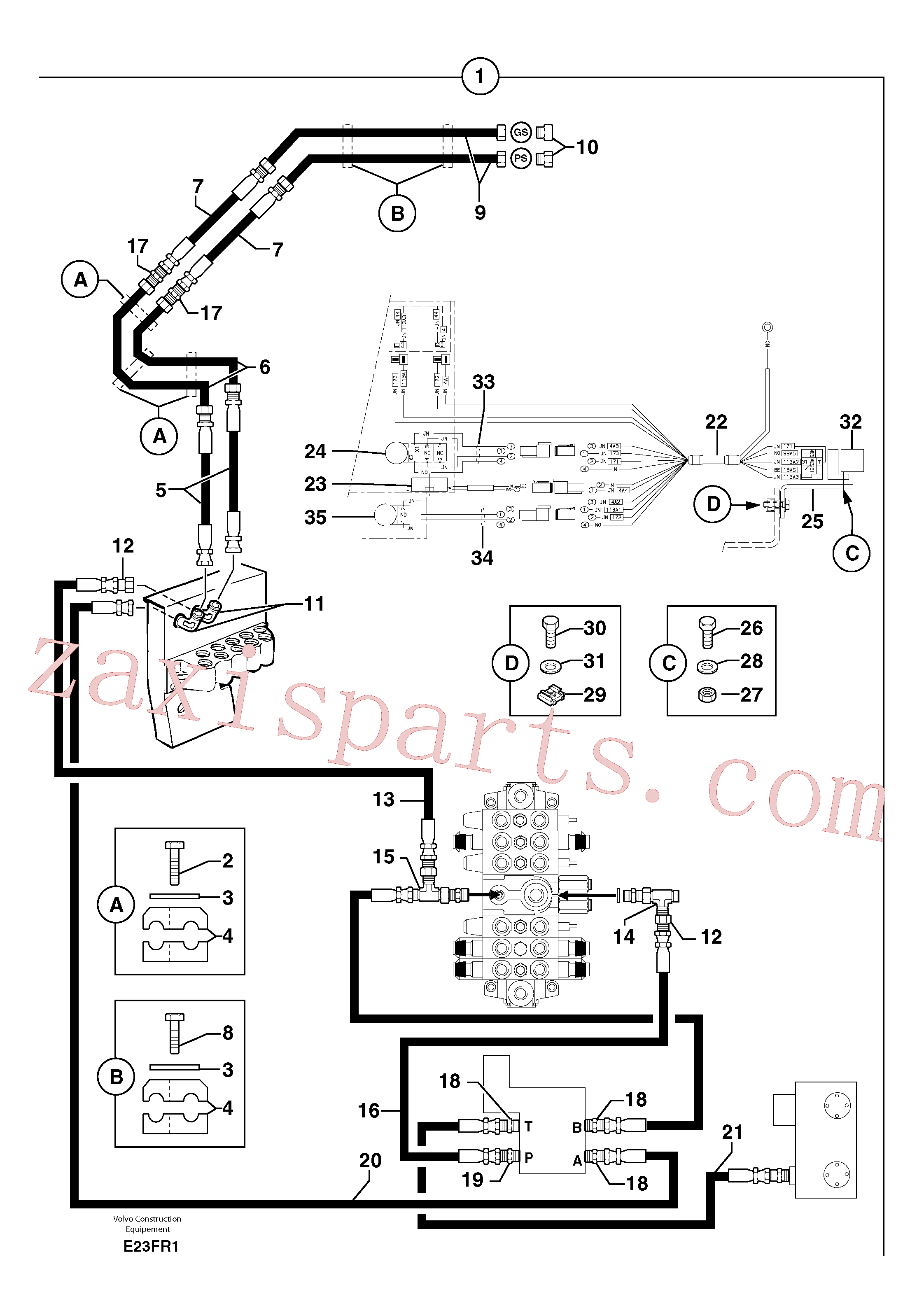 PJ5160065 for Volvo Hyd. circuit (quickfit/double-acting)(E23FR1 assembly)