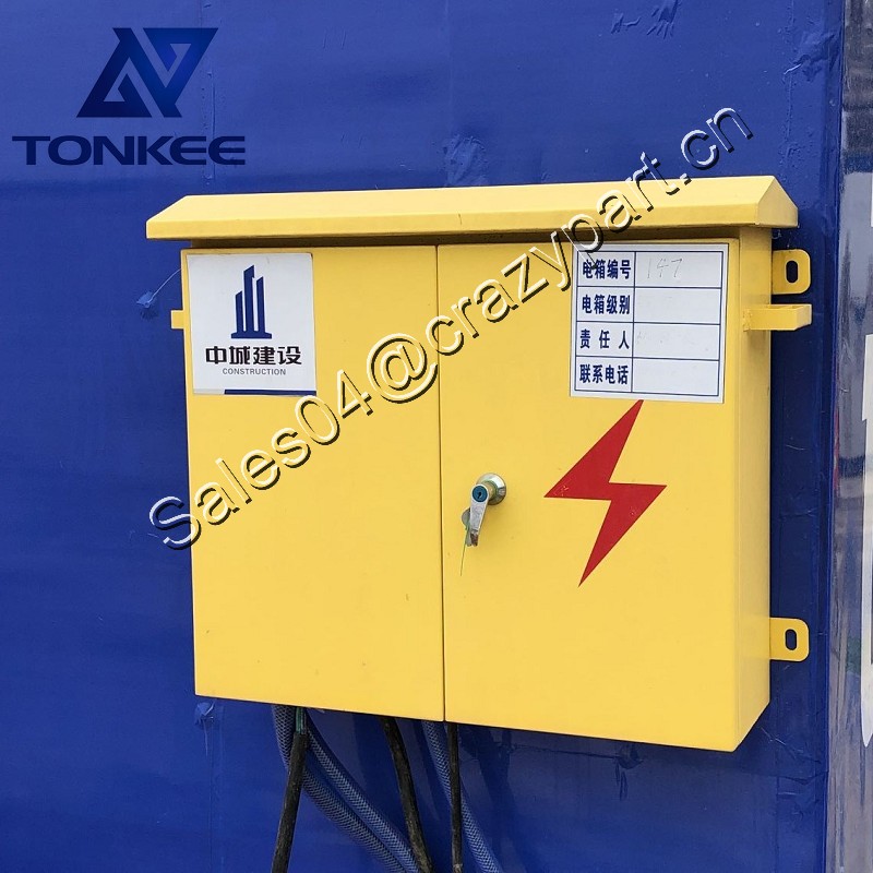 Temporary outdoors distribution station power distribution enclosure in construction site for electrical