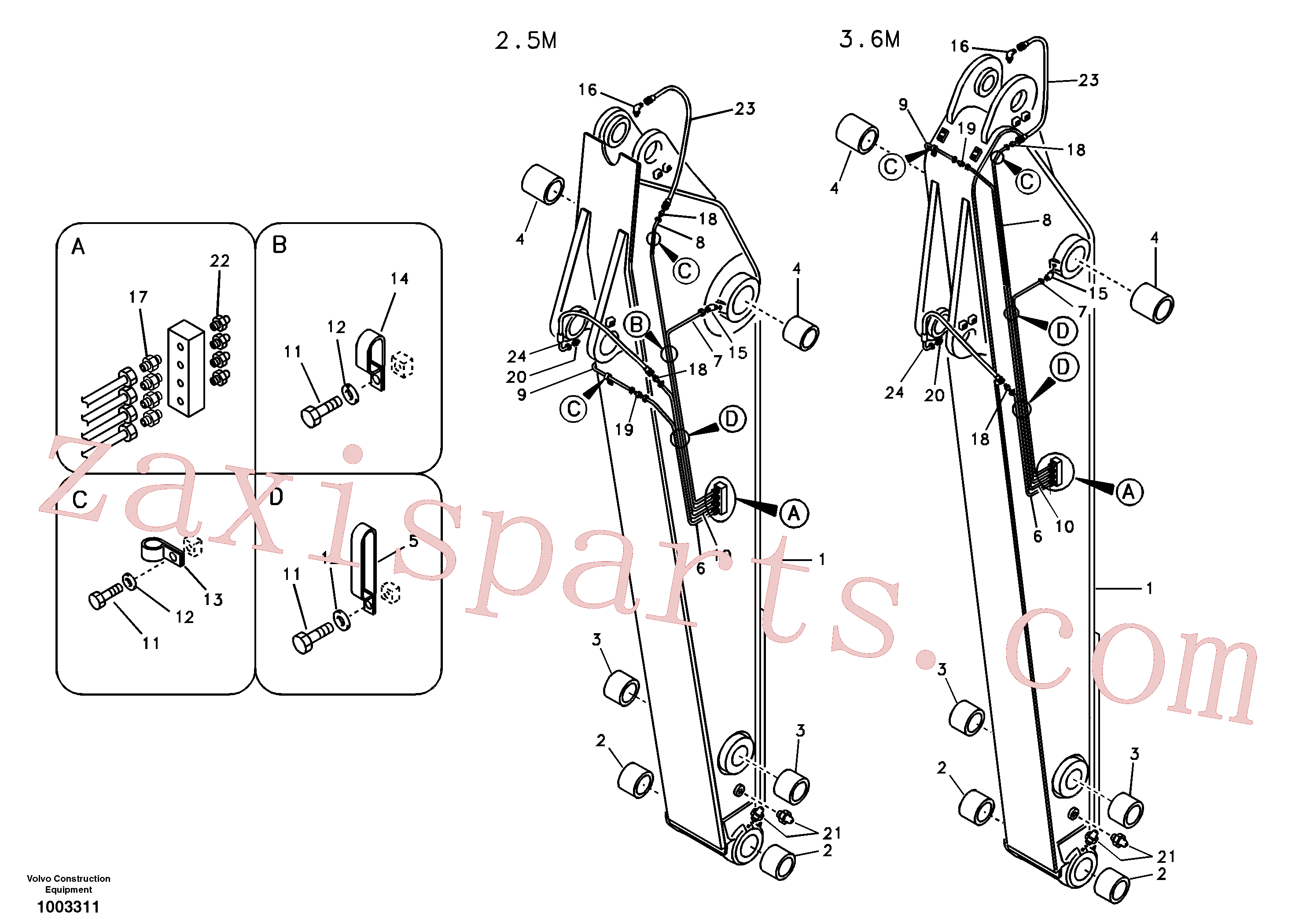 VOE14880682 for Volvo Dipper arm and grease piping with piping seat(1003311 assembly)