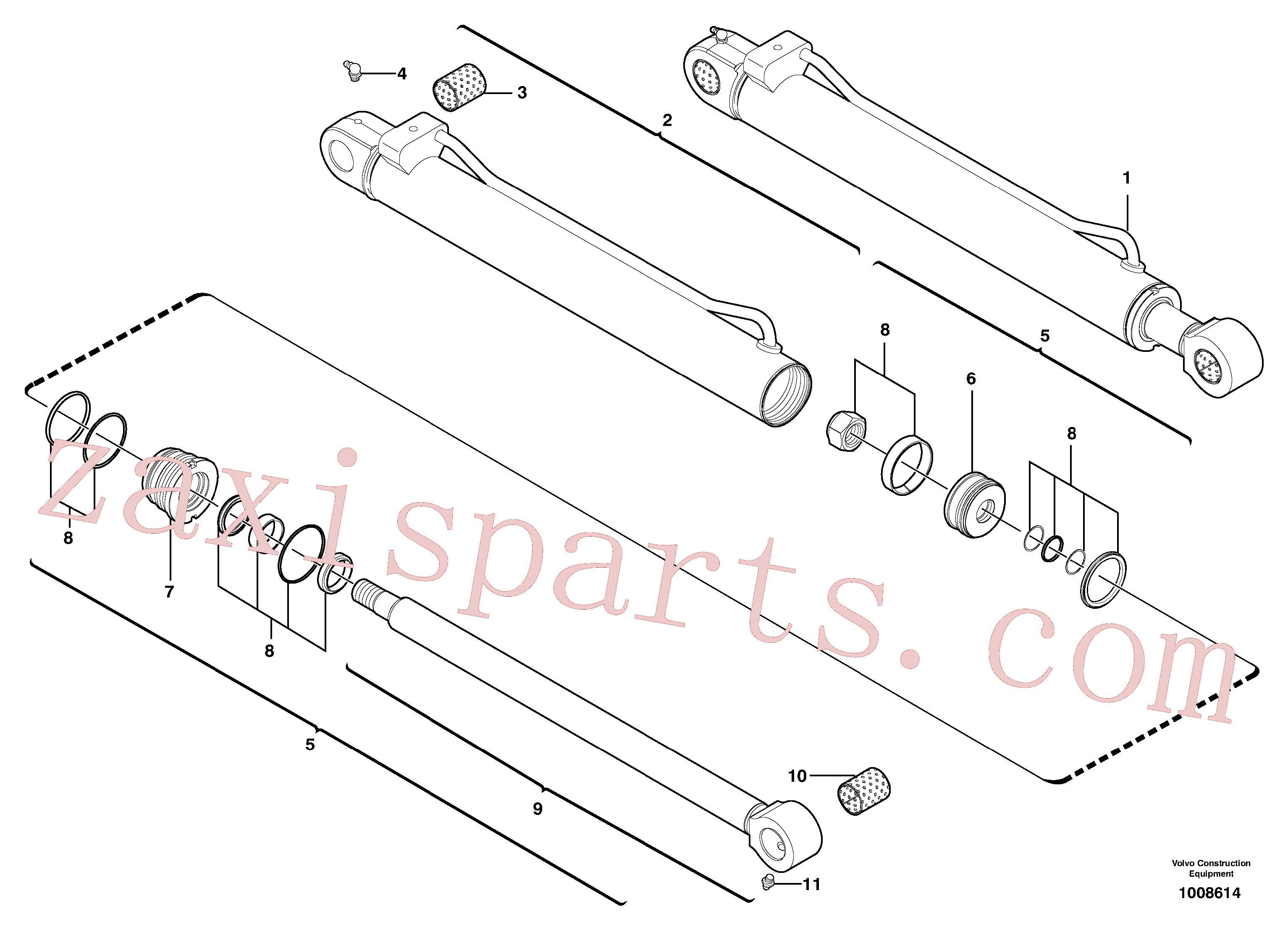 VOE11988459 for Volvo Dipper arm cylinder(1008614 assembly)