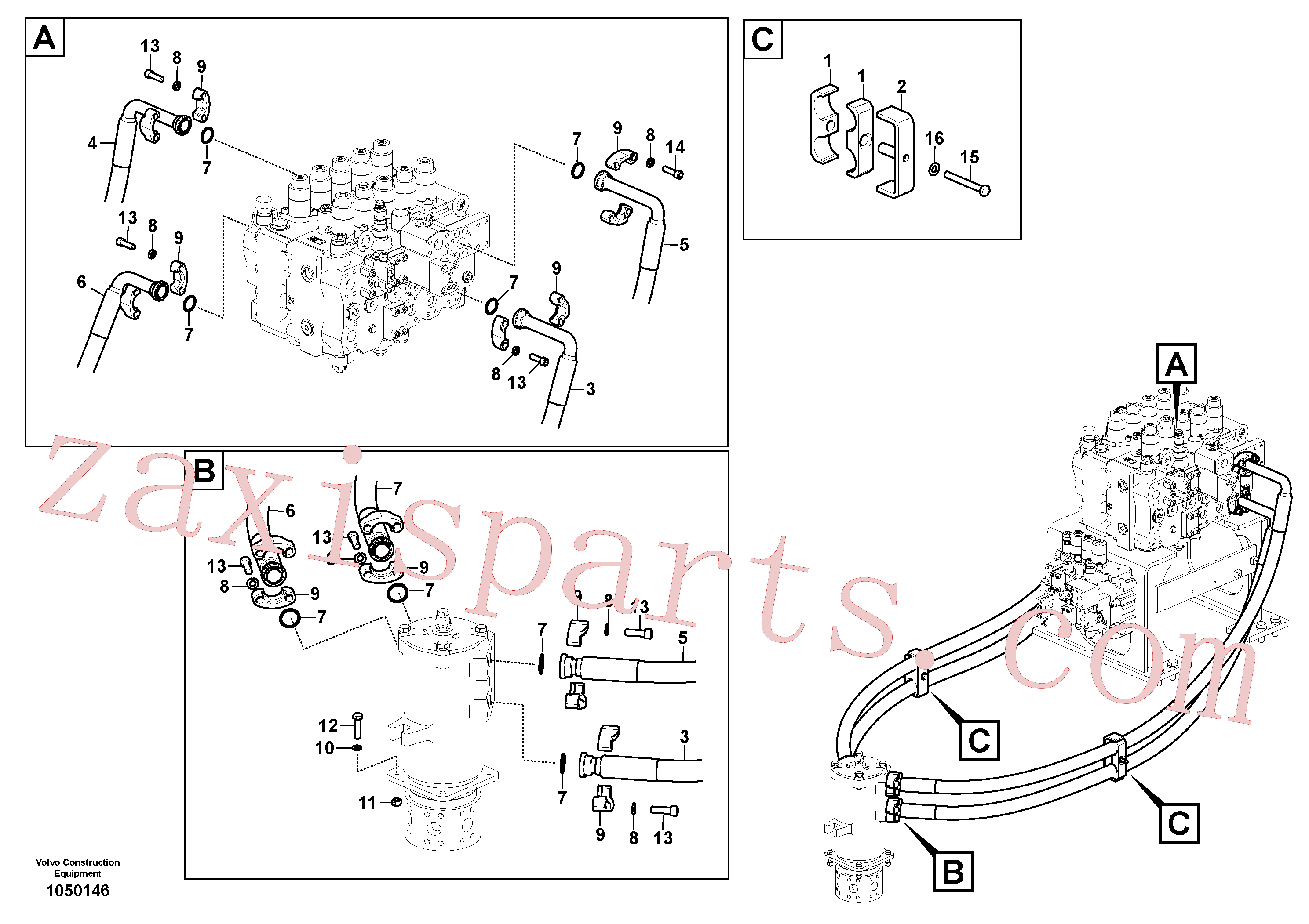 VOE14713784 for Volvo Turning joint line, control valve to turning joint(1050146 assembly)