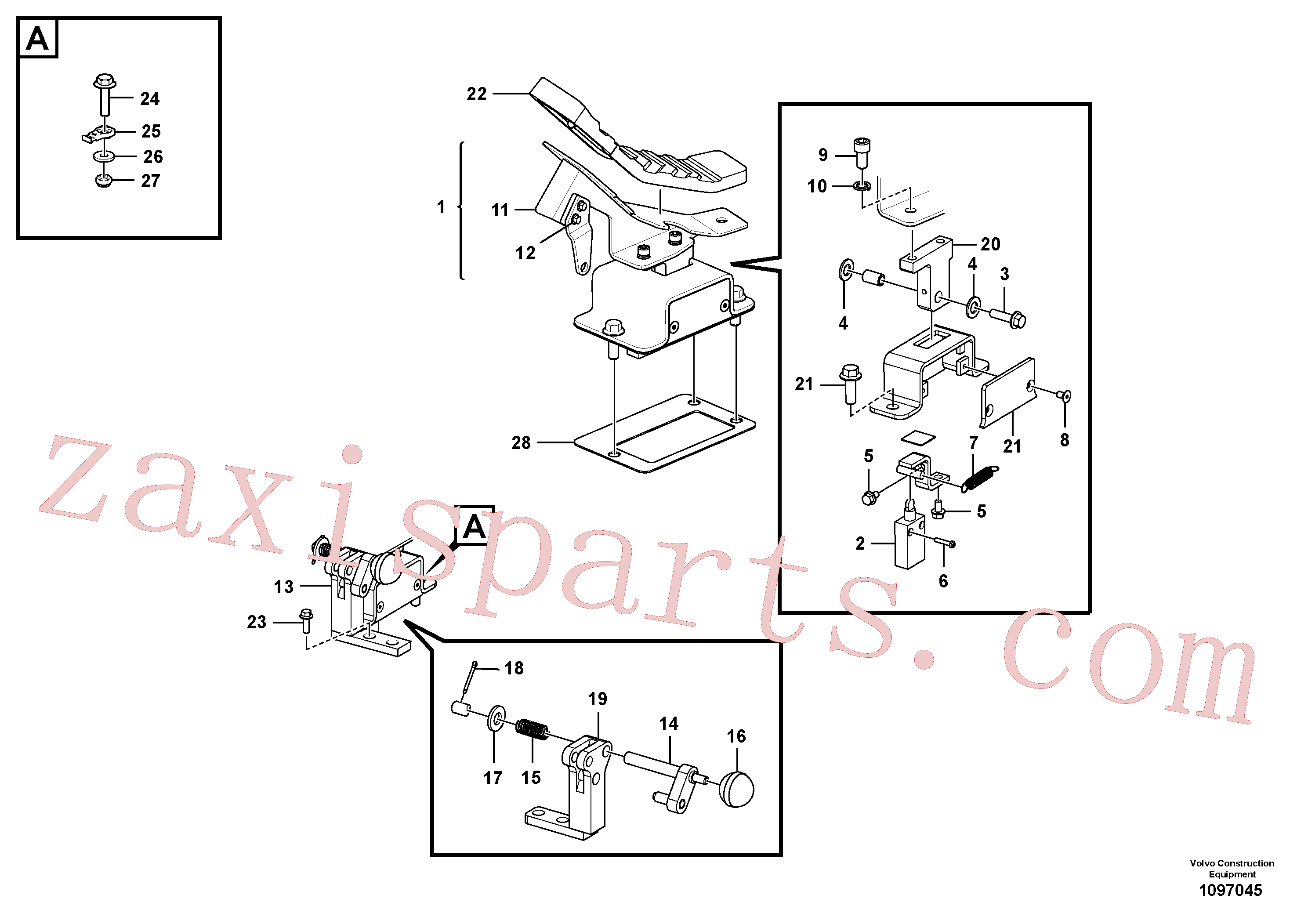 VOE14651237 for Volvo Working hydraulic, remote control valve pedal for hammer and shear(1097045 assembly)