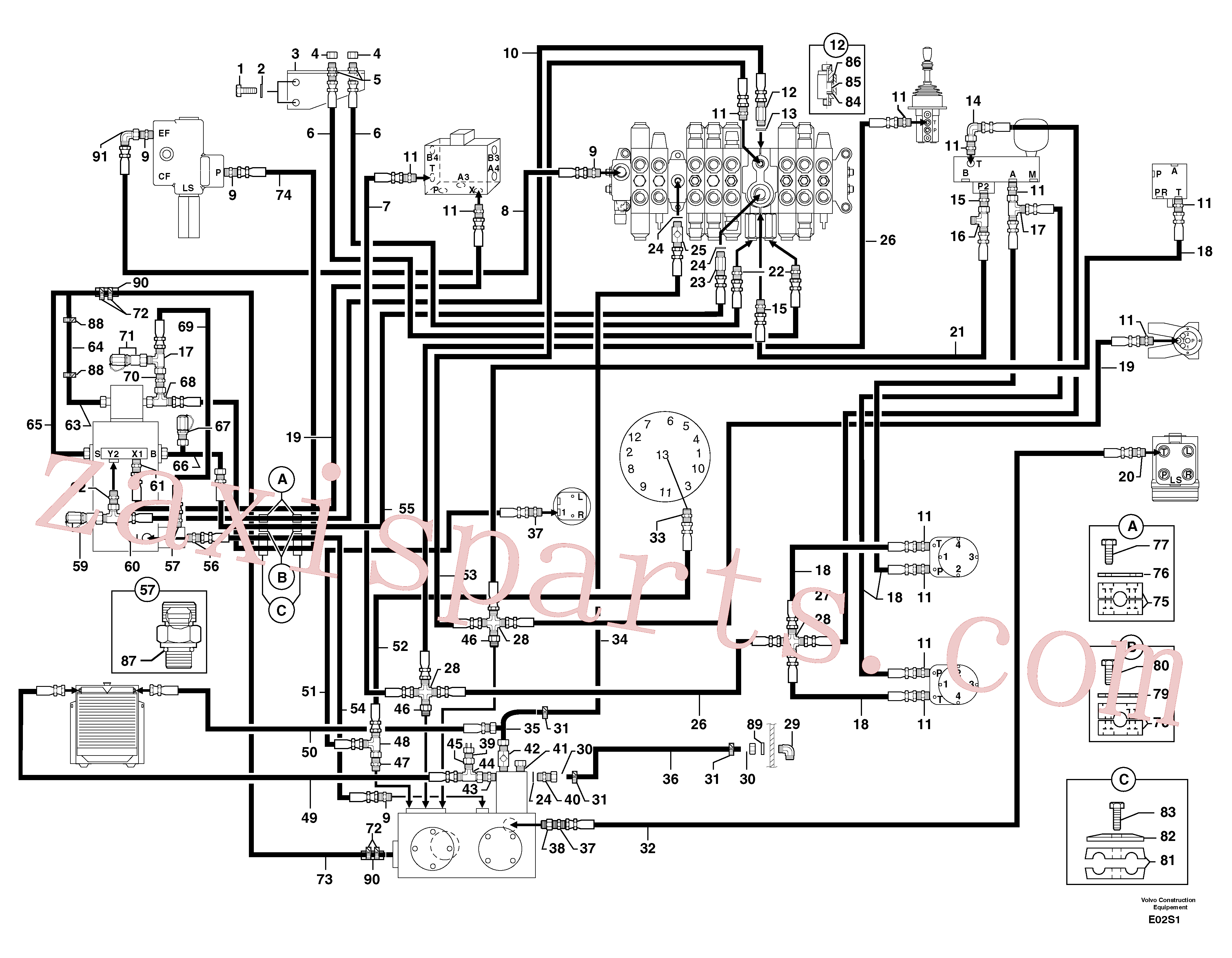 PJ4192456 for Volvo Attachments supply and return circuit(E02S1 assembly)