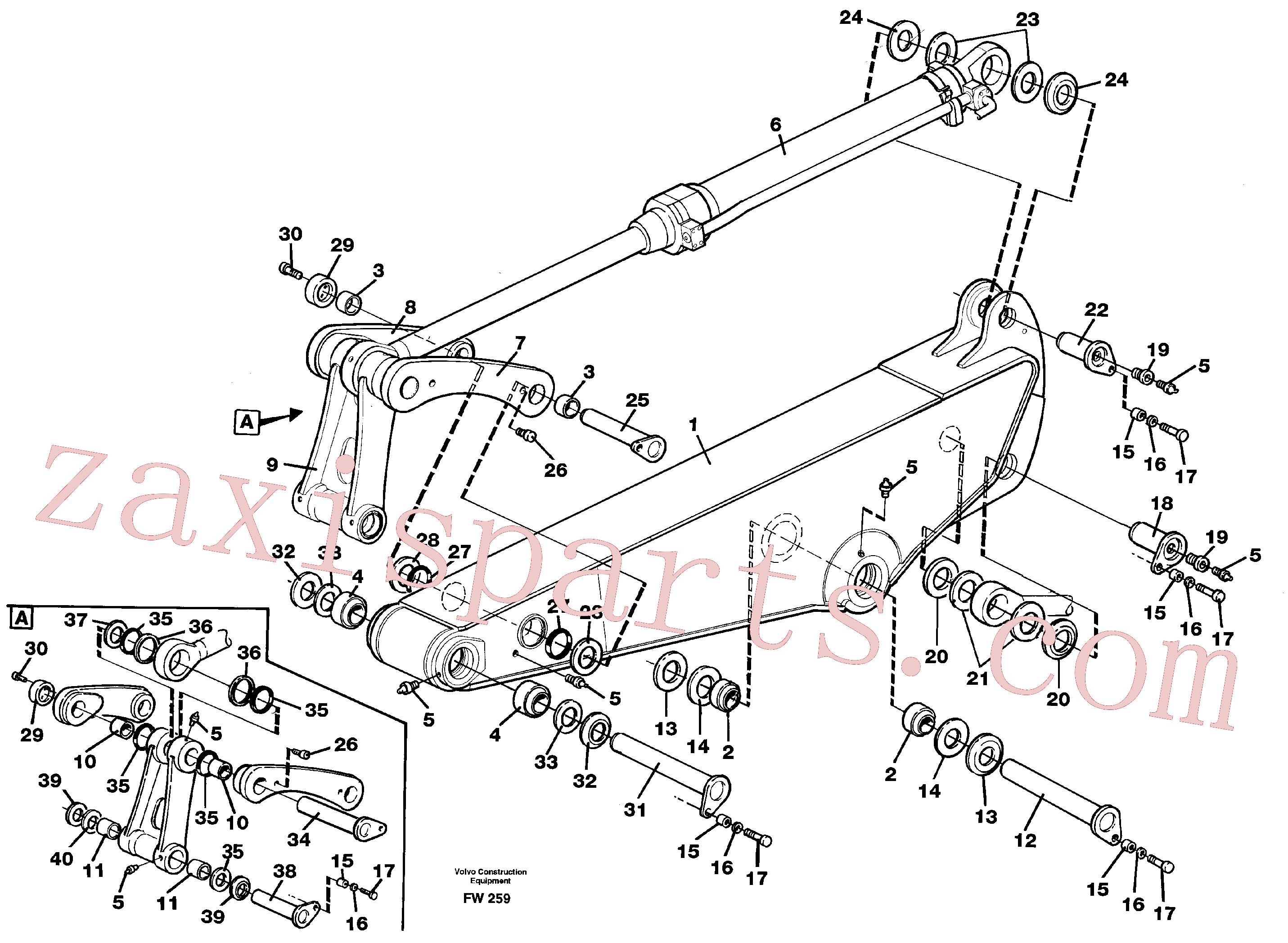 VOE14267405 for Volvo Backhoe dipper arm incl. connections(FW259 assembly)