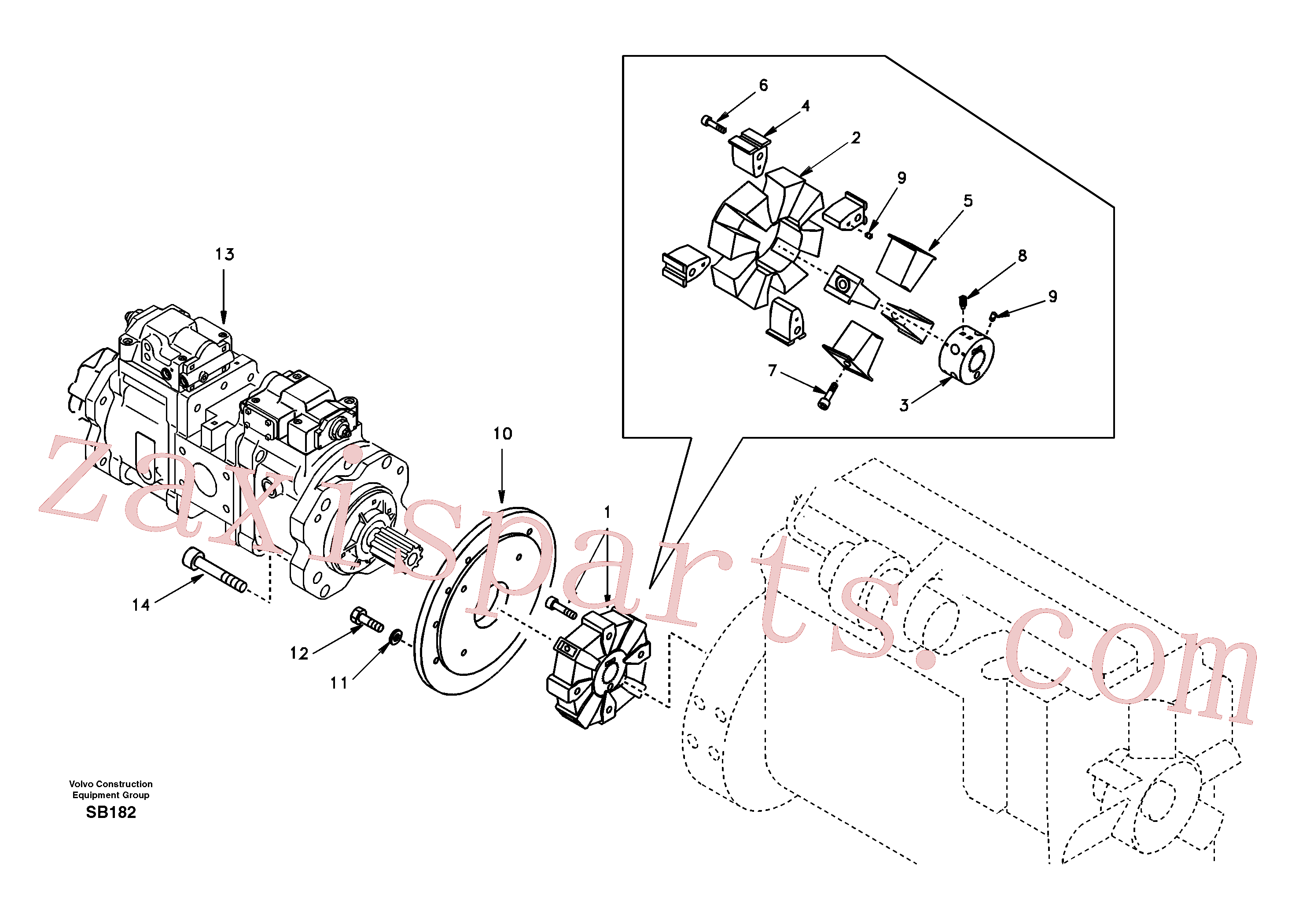 SA1142-00531 for Volvo Pump gearbox with assembling parts(SB182 assembly)