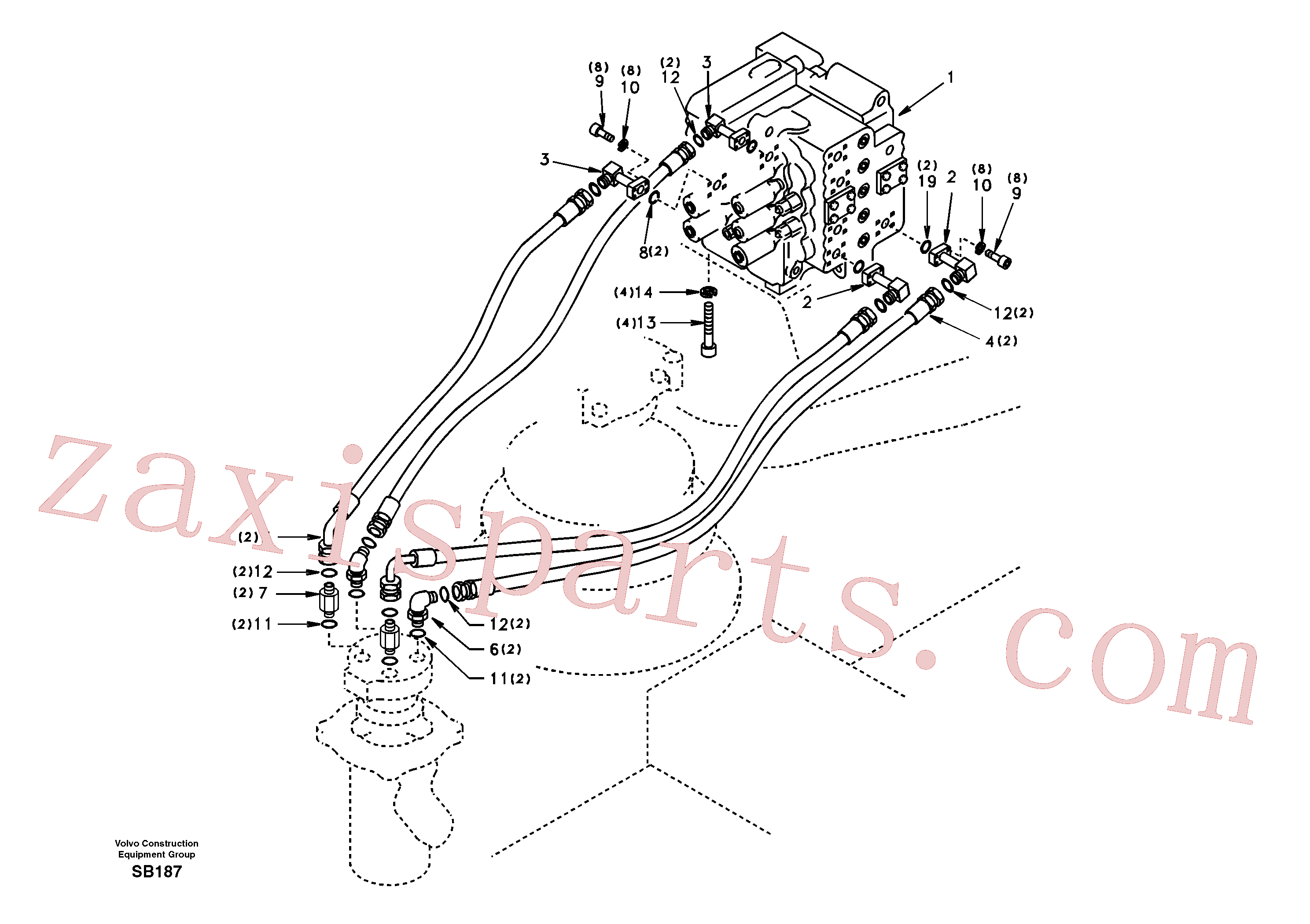 VOE936370 for Volvo Turning joint line, control valve to turning joint(SB187 assembly)