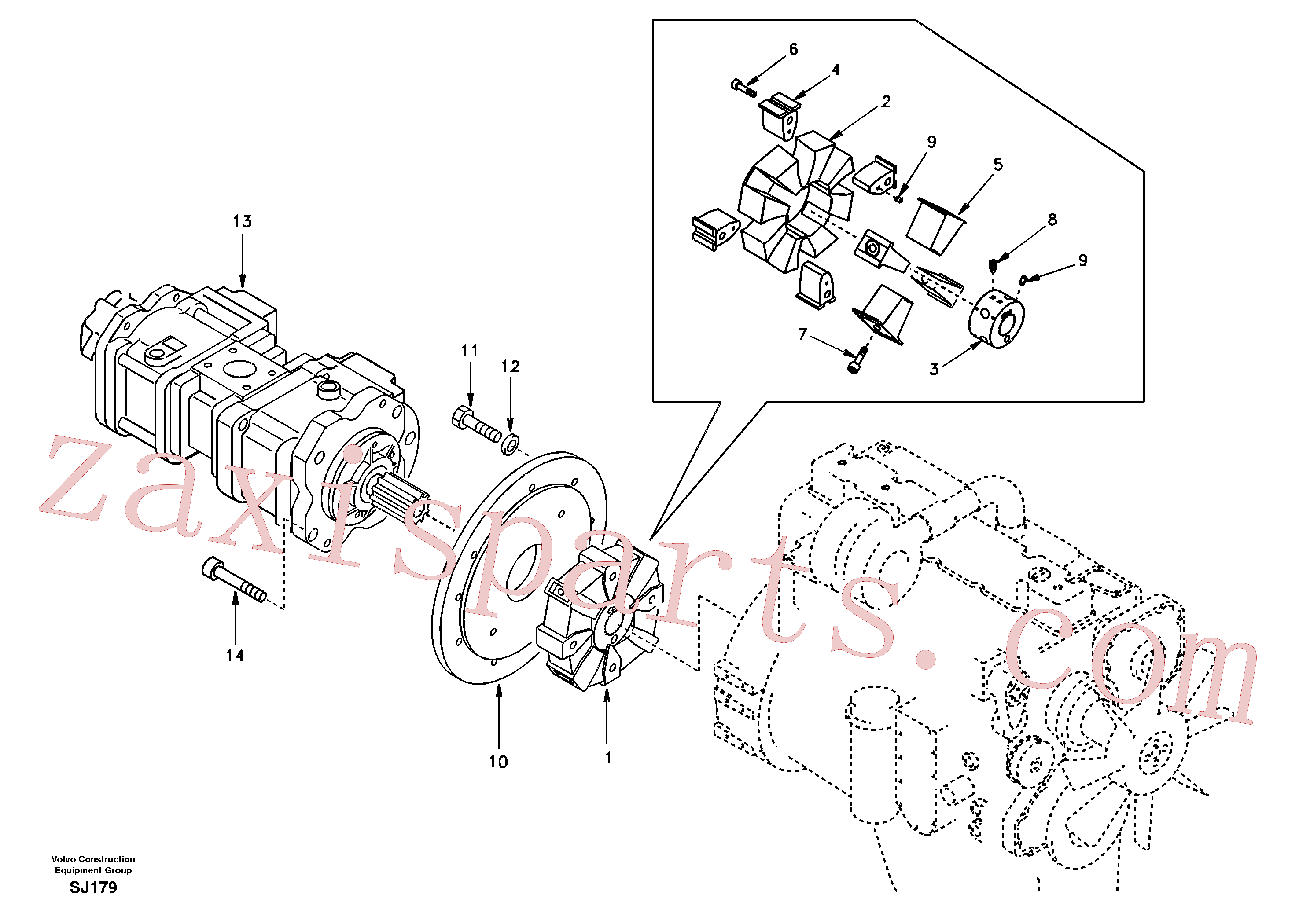 SADF046 for Volvo Pump gearbox with assembling parts(SJ179 assembly)